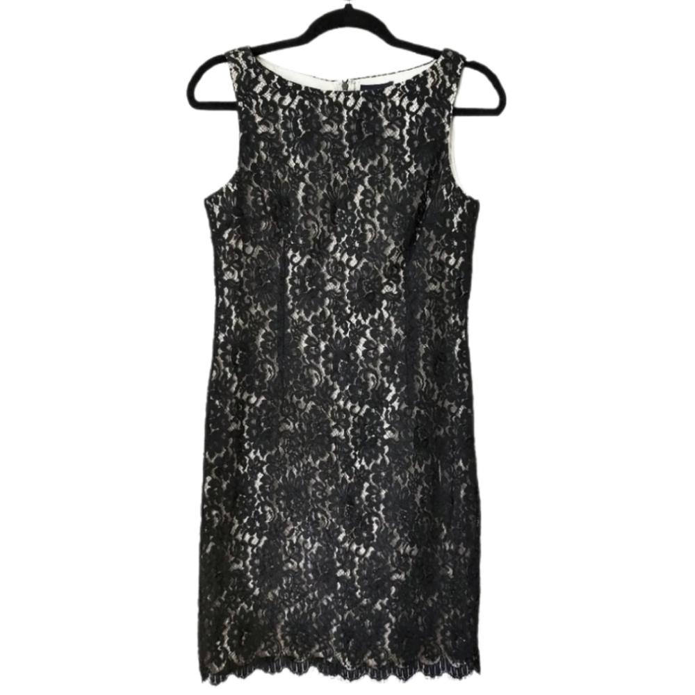 Sleeveless Black Lace Sheath Dress